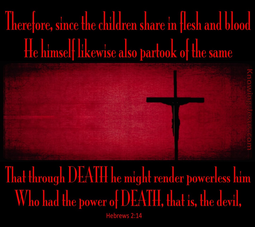 Hebrews 2:14 Through Death He Defeated Death (red)